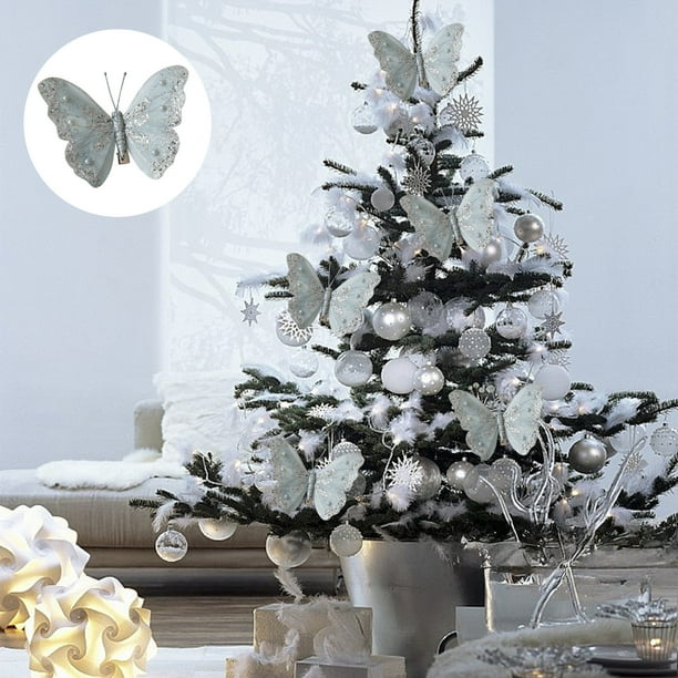 onlyliua Ofertas Flash Nuevas Decoraciones Navideñas de Malla Hueca, Decoraciones de Mariposas de Simulación, Decoración para Árbol de Navidad