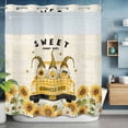 thumbnail image 2 of Summer No Hook Shower Curtain with Snap in Liner Sunflower Gnome Yellow Plaid Truck Vintage Waterproof Bathroom Shower Curtain with See Through Top Window for Bathtub 72" x 72", 2 of 9