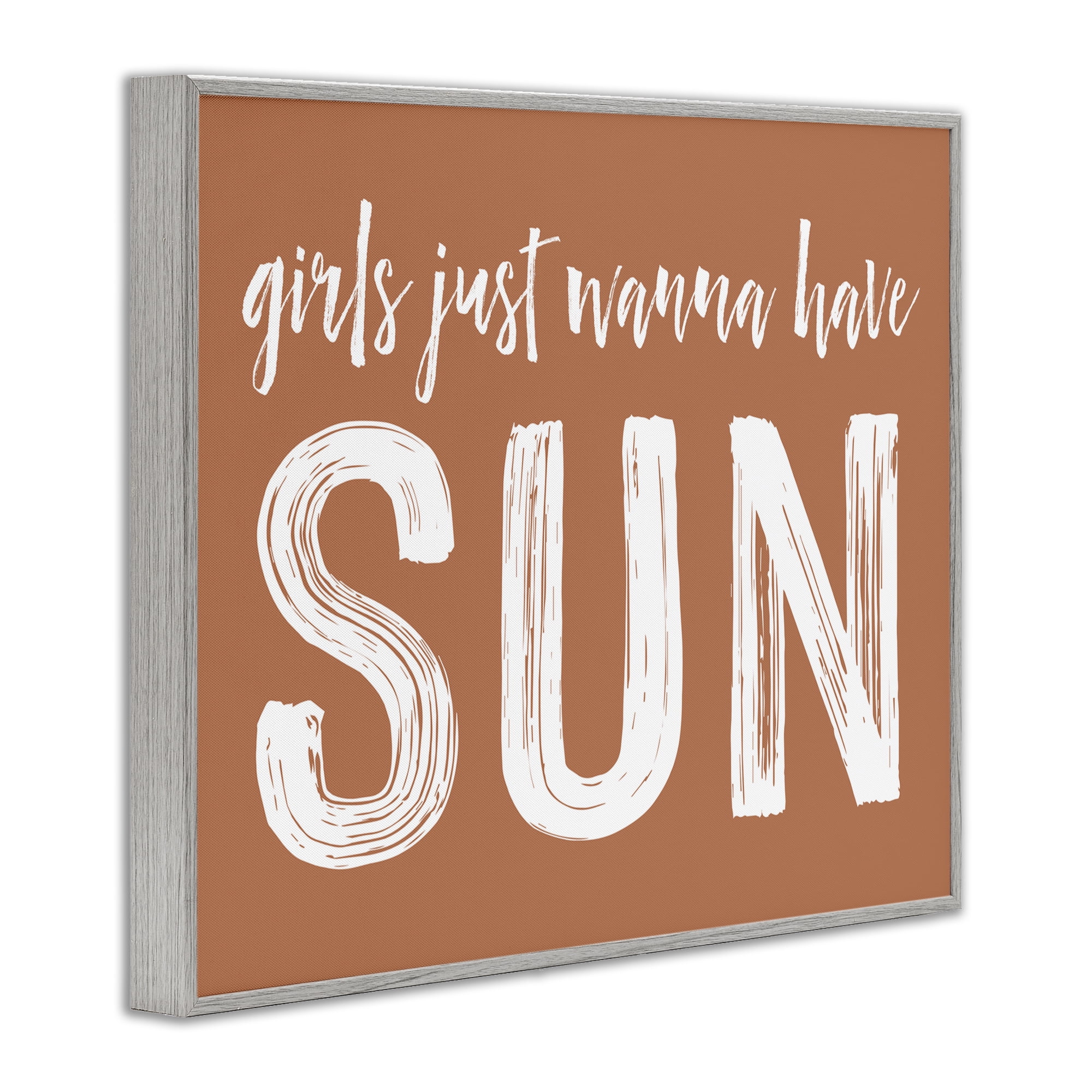 Girls Wanna Have Sun Brown Gray Framed Giclee Art, design by Lettered and Lined