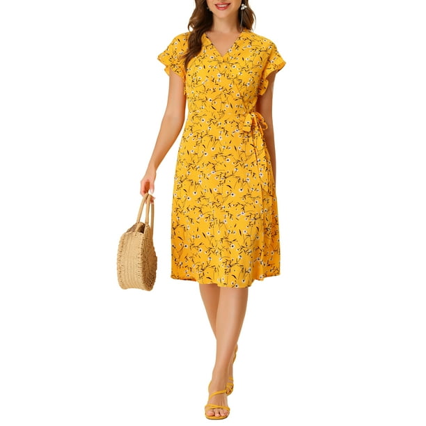 knee length dresses for ladies Petal and Pup Women's Nova Flutter Sleeve Midi Dress