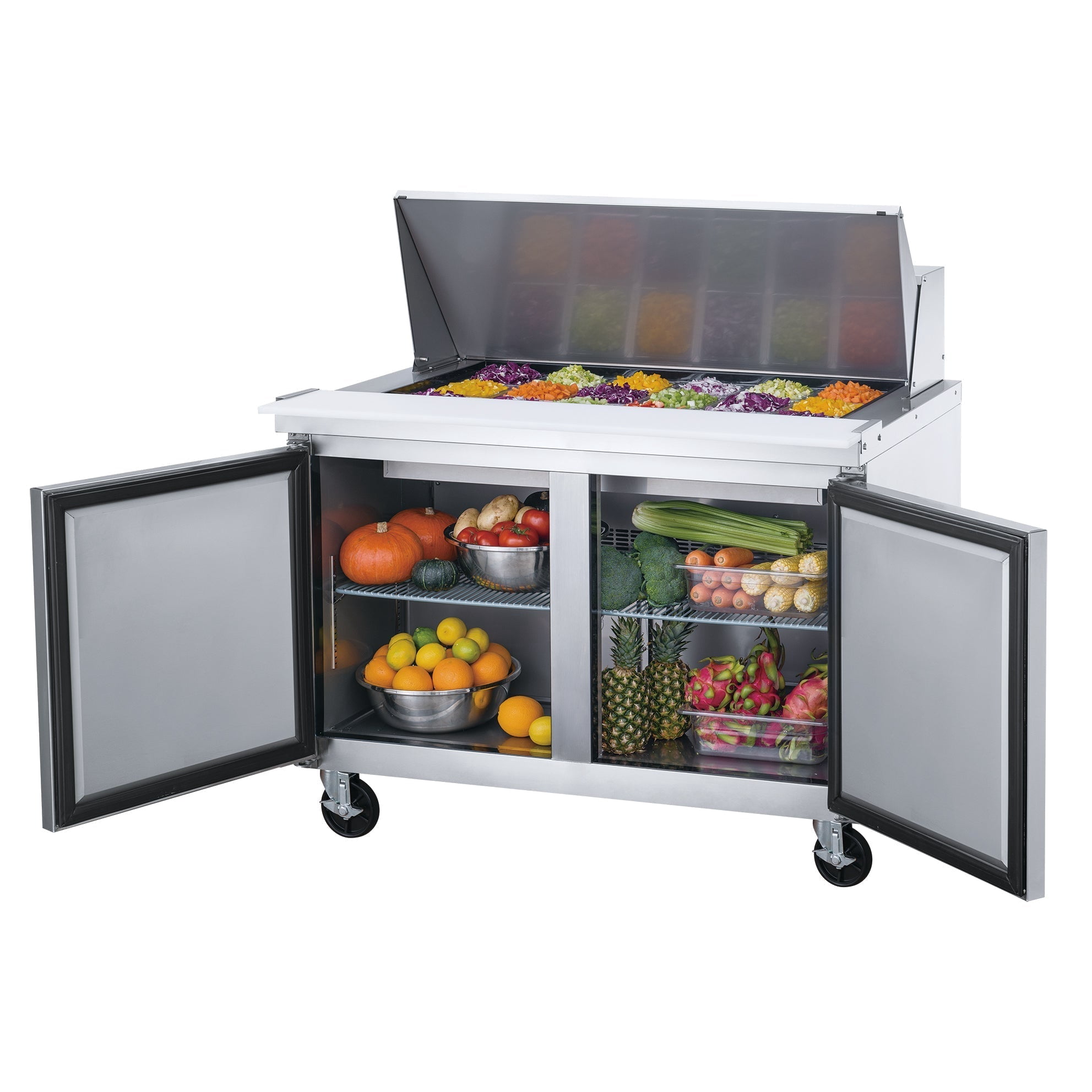 60 in. Two Door Sandwich Prep Table Commercial Stainless Steel Refrigerator 14.33 cu. ft.