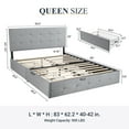 thumbnail image 6 of Sifurni Queen Size Upholstered Platform Bed Frame with 4 Drawers Storage and Square Stitched Button Tufted Headboard, Light Grey, 6 of 6