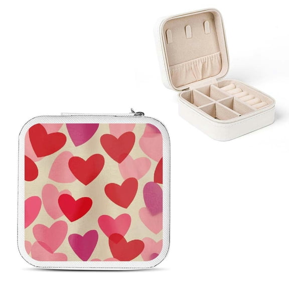 Pratyus Hearts Mother's Day Jewelry Box Organizer for Necklace, Ring, Earring Storage - High Quality, Portable and Compact, Large Capacity - Best Gift for Women White