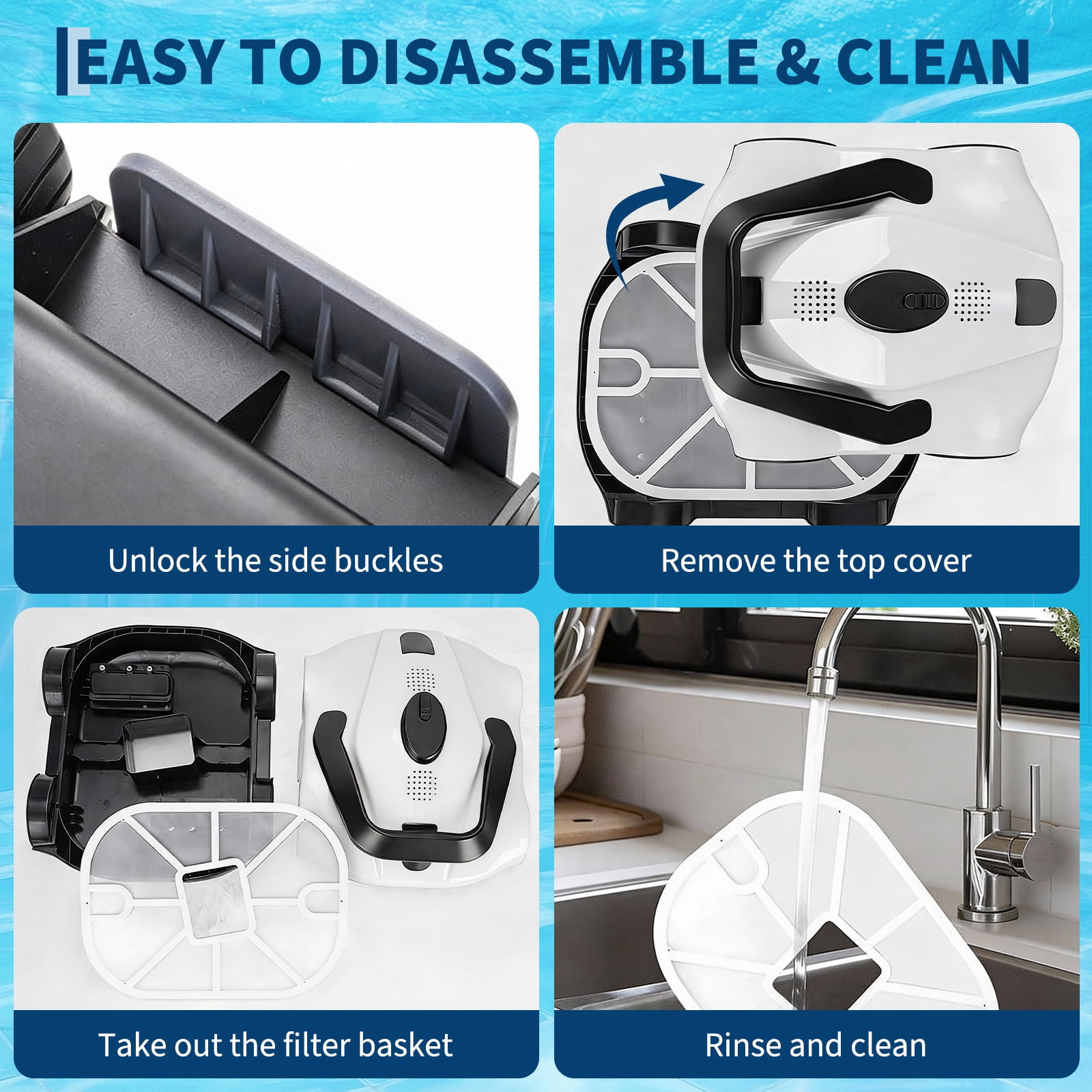 GIMMYFIVE Cordless Robotic Pool Cleaner, 130 Min Runtime, for Pools up to 860 Sq Ft, Above Ground