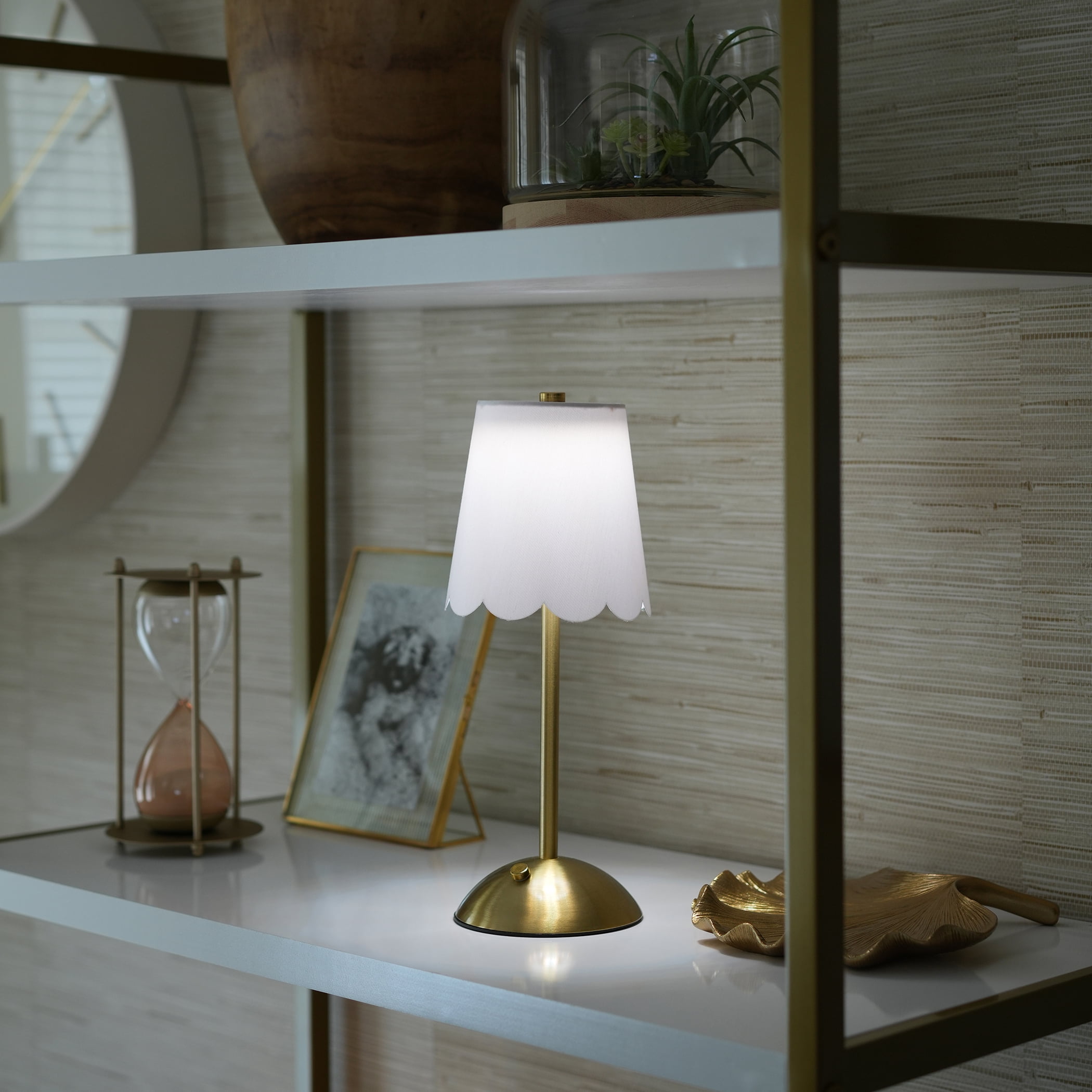 (2 pack) Home Decor Collection Sterling & Noble Home Cordless Rechargeable 11.9" Brass Table Lamp with Dimmable 3 Option Lights