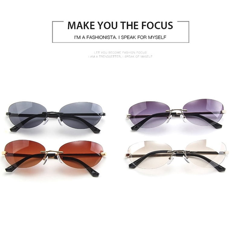 for Women & Men UV400 Oval Y2K Futuristic Eyewear Rimless  display picture 1