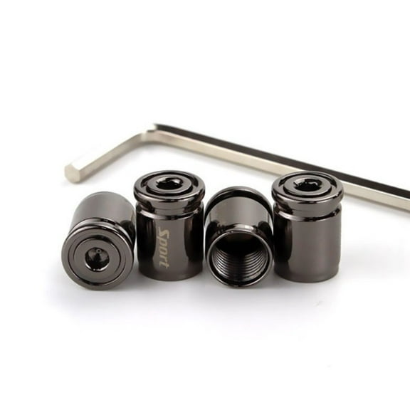 Car Tire Valve Caps Anti-theft Air Valve Stem Covers Zinc Alloy Dustproof Waterproof for Autos Motorcycles Bikes 5pcs Black