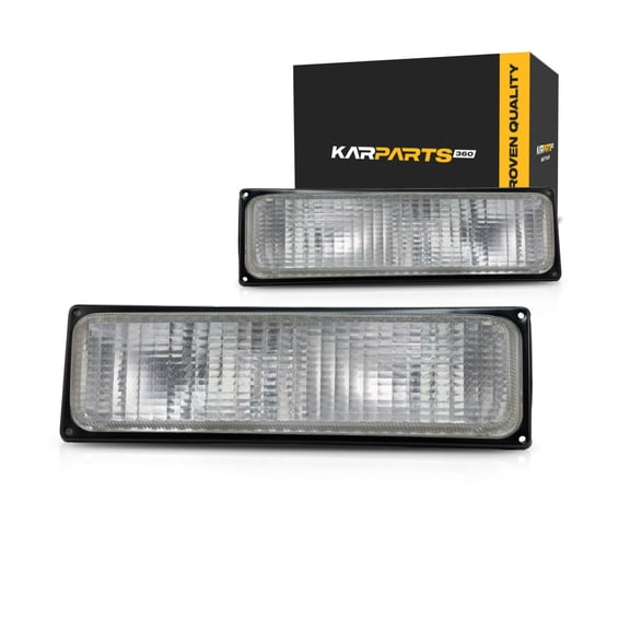 For 1988-1989 Chevy C1500 Pair Park / Signal Lights Driver and Passenger Side UnitC/K; w/quad sealed beam headlamps; w/silver trim GM2520103 GM2521103 - replaces 5974335 5974336