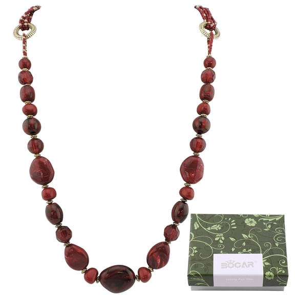 Bocar Long Beaded Necklace for Women Handmade Fashion Costume Chain Jewelry Gift