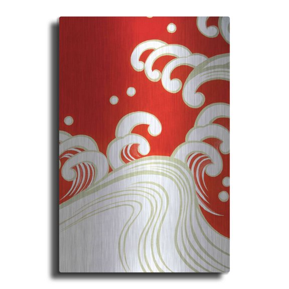 Luxe Metal Art 'Wave B' by Zigen Tanabe, Metal Wall Art, 12"x16"