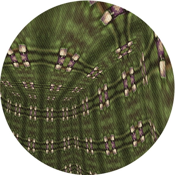 Ahgly Company Indoor Round Patterned Oak Brown Area Rugs, 7' Round