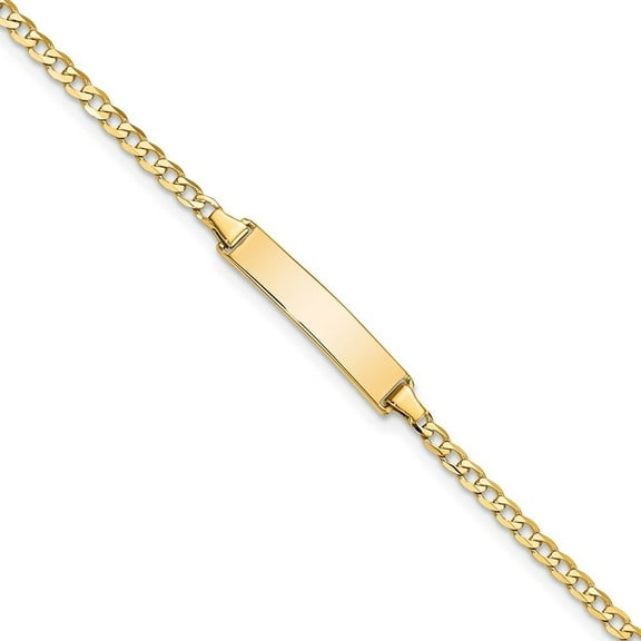 Auriga Fine Jewelry 10K Yellow Gold Flat Curb Link ID Bracelet 8" for Women