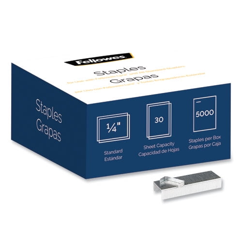 "Standard 0.25"" Full Strip Staples, 0.25"" Leg, 0.5"" Crown, Steel, 5,000/pack | Bundle of 2 Packs"
