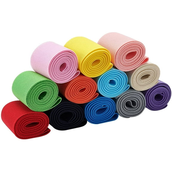 13 Yards 2 Inch Wide Flat Elastic Bands 12 Colors Sewing Elastic Ribbon Bands for Dress Skirt Waistband Wig Bands