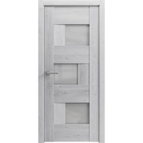 Solid French Pre-Hung Door Frosted Glass | Sete 6933 Nordic White | Single Regular Panel Frame Trims Handle | Bathroom Bedroom Sturdy Doors -28" x 84"
