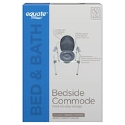 Equate Steel Foldable 3-in-1 Bedside Commode Toilet, Gray – 400 lb Weight Capacity