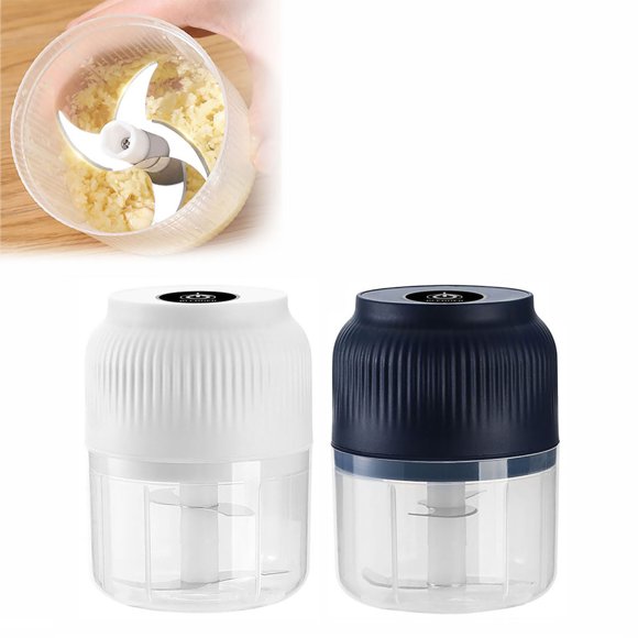 Uscallm 2 Pcs Ail Électrique Chopper Rechargeable Portable Légume Chopper Mini Robot Culinaire 4 Lames pour Gingembre Viande Oignon Broyeur Gadget de Cuisine