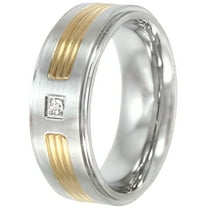 Men's Stainless Steel Diamond Accent Two-Tone Ring, 8mm