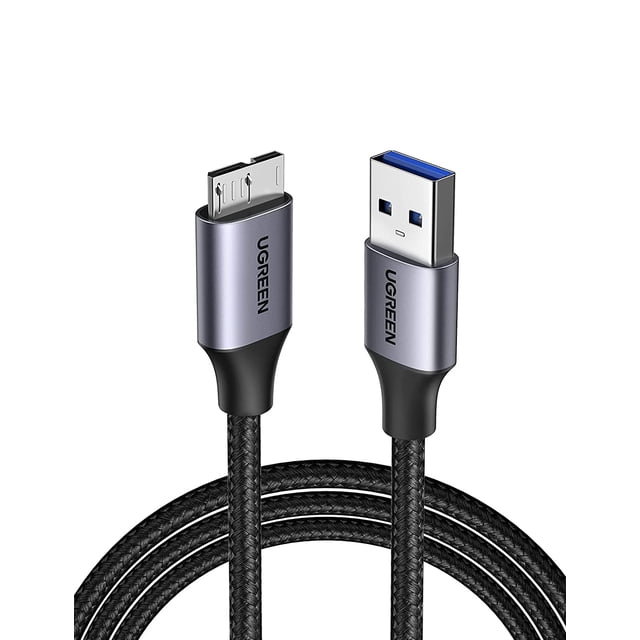 ABDFHE-Micro USB 3.0 Cable USB 3.0 A Male to Micro B Nylon Braided USB Data Charging Cord Compatible with External Hard Drives, Galaxy S5, Note 3, WD Camera and More, 1.5ft