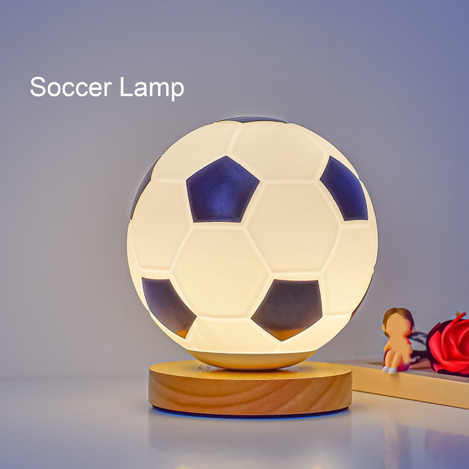 Plant Accessories Soccer Ball Lamp, Football Night Light Timer with Remote Control for Birthdays Baby Showers Christmas