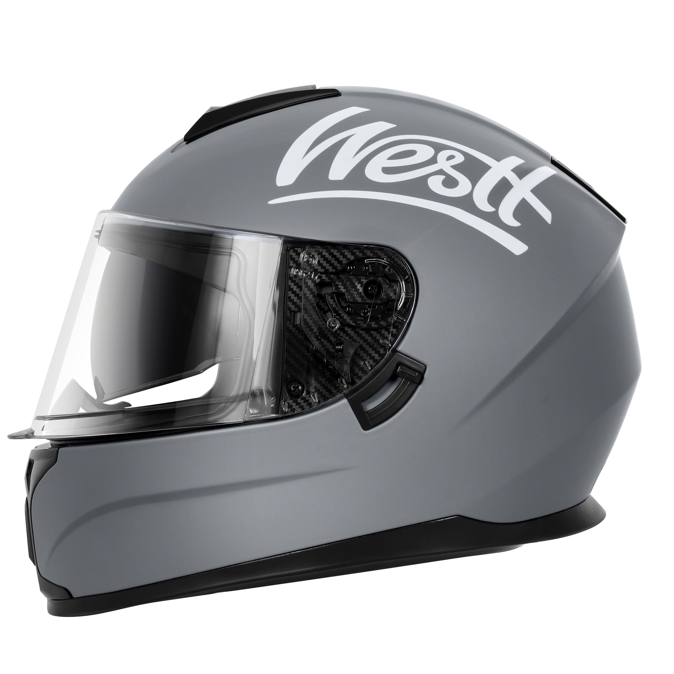 Westt Full Face Helmet - Motorcyle Helmet with Dual Visor DOT Approved - Grey S
