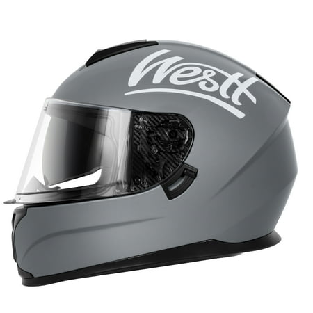 Westt Full Face Helmet - Motorcyle Helmet with Dual Visor DOT Approved - Grey S