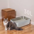 thumbnail image 4 of Caja de arena de acero inoxidable XXL 8 pulgadas profundidad extragrande para gatos grandes metal sin olor antiadherente fácil de limpiar, 4 of 8