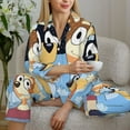 thumbnail image 6 of Zofaai Bluey Pattern Women's Pajamas Set, V-neck Button-down Long-sleeved Top with Pockets and Pajamas Two-piece Set, Suitable for Home Leisure-Medium, 6 of 7