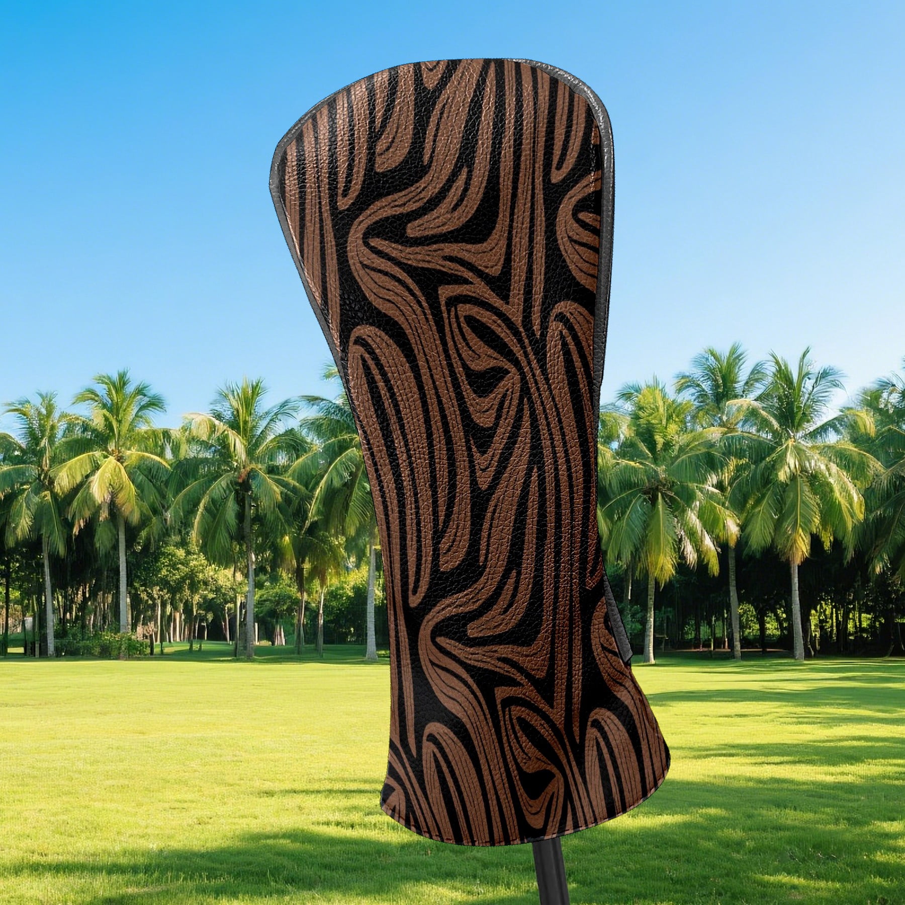 Golf Club Head Cover Waterproof Leather Golf Accessories HeadCovers Set Driver Headcover for Women Men Dark Wave Texture