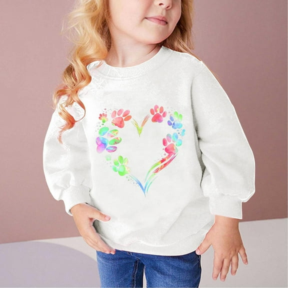 Nrmvnmi Fall And Winter Graphic Print Long Sleeve Sweater Crew Neck Loose And Comfortable Pullover For Middle Big Girls Boys