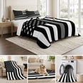 thumbnail image 6 of King Quilt Set 96''x106'', Thin Grey White Line Lightweight Summer Bedspread Coverlet Set with 2 Pillow Shams, American Flag Star Breathable All Season Quilt Bedding for Bedroom/Guest Room, 6 of 9