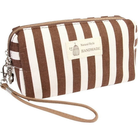 Riah Fashion Black Stripe Cosmetic Pouch