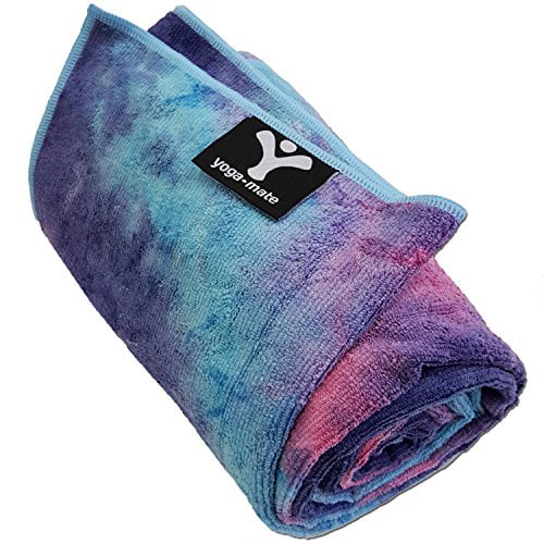 Lezen dealer blok Yoga Mate Soft, Sweat Absorbent, Non-Slip Bikram Yoga Mat Size Towel, Blue  & Pink Tie Dye | Blue Trim - Walmart.com