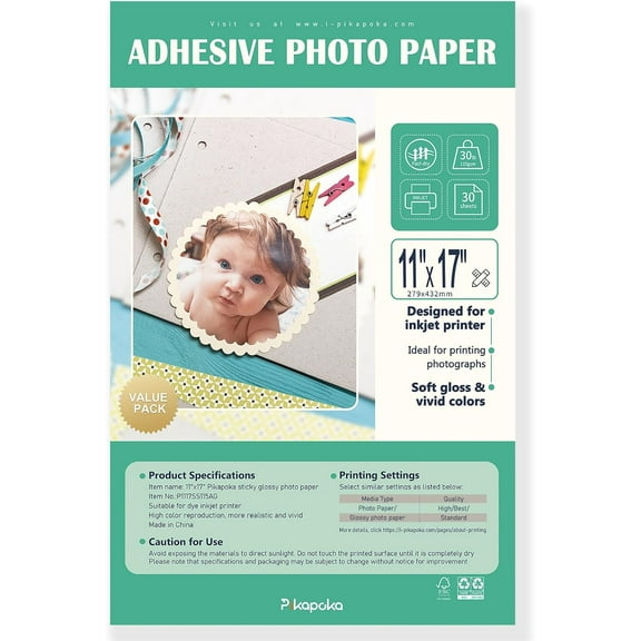4x6 Self Adhesive Photo Paper, Sticky Glossy Photo Paper for Inkjet Printer, 200 Bulk Pack, 115gsm (P0406YB115AG)
