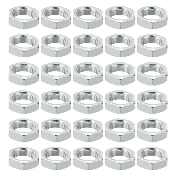 Uxcell M18x1.0 Steel Hex Nuts 30 Pcs Metric Thread Zinc Plated Finished Hardware Nuts Screw Bolt Fasteners 8mm Tall