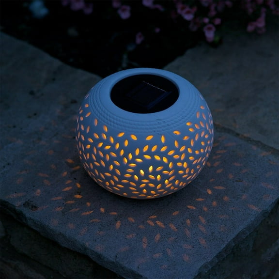 EZPXFCI Solar Table Flickering Flame Light Round Pot With Warm Yellow Garden LED Tabletop Lamp Decorative For Gifts Garden Yard Street Lights Outdoor