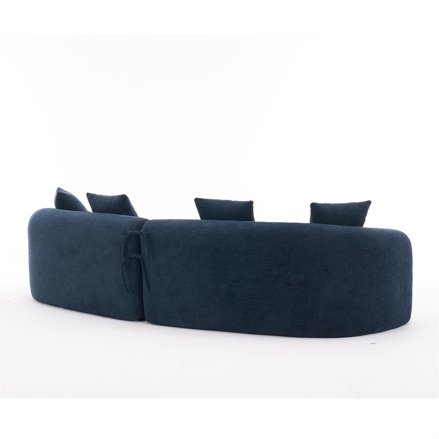 Demi Bonn 110"L Modular Sectional Sofa with Full Compression Sponge, Curved Design, High-Density Chenille Sleeper Couch for Living Room, 800 lbs Capacity, Blue