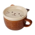 thumbnail image 1 of Moyic Taza de cerámica con dibujos animados, diseño bonito, 320ml de capacidad, mango antiescaldado, parte inferior antideslizante Utensilios de cocina Taza Gato Tres Flores, 1 of 6