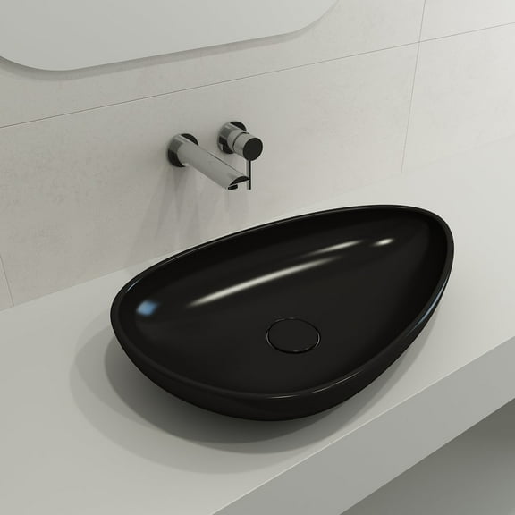 BOCCHI 1114-004-0125 Etna 23.25" Vessel Fireclay w/ Drain Cover In Matte Black