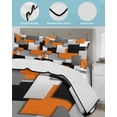 thumbnail image 3 of Quilts Queen Size Bedding Set, Burnt Orange Black Geometric Reversible Summer Quilt 3 Pieces, Modern Abstract Art Block Lightweight Bedspreads Coverlets with 2 Pillow Shams for All Seasons, 3 of 5