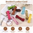 thumbnail image 5 of Uxcell 5mm Braided Leather Cord, 5.47 Yards PU Flat Leather String Strip Rope with 10 Gold Ribbon Crimp Ends for Necklaces Bracelets Lanyard, Jewelry Making DIY Projects, Medium Red, 5 of 6