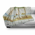 thumbnail image 3 of Tropical Soft Flannel Fleece Blanket, Tropical Island Sandy Beach with Palm Trees Paradise Coast Relaxation, Cozy Plush for Indoor and Outdoor Use, 50" x 60", Pale Brown Fern Green, by Ambesonne, 3 of 6