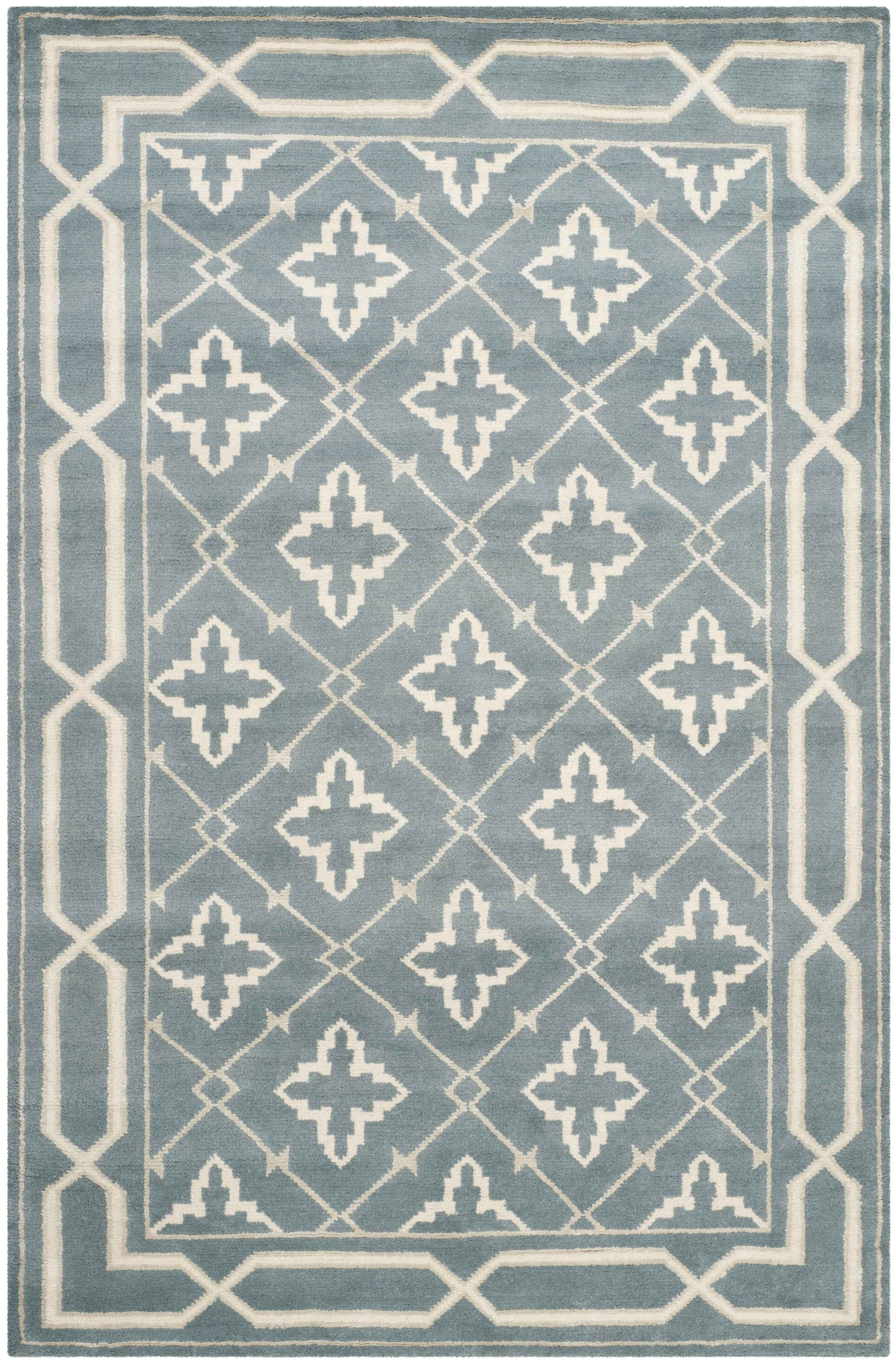 Safavieh Mosaic Collection MOS163A Hand-Knotted Premium Wool & Viscose Area Rug 5' x 8' Beige Blue Safavieh Mosaic Collection MOS163A Hand-Knotted Premium Wool & Viscose Area Rug 5' x 8' Beige Blue