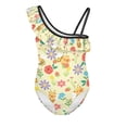 thumbnail image 4 of Uorisanigo Capybara Bee Floral Little Girls One Piece Swimsuits with Adjustable Strap Ruffle Shoulder Bathing Suit Swimwear for Kids Bathing Suit, Size 3-4, 4 of 7
