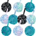 thumbnail image 1 of Paquete de 10 esponjas de baño para ducha, esponjas de ducha de 40 g, puf de malla, coleteros para baño, gel de baño, esponja exfoliante para mujeres y hombres, 1 of 5