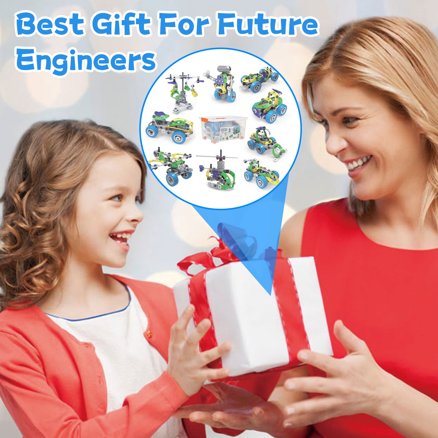Huge Wave 10-in-1 STEM Building Toys Blocks Kit for Boys, Electric Blocks Sets, Educational Construction Kits Games, Engineering Projects Activities Christmas Gift for Kids Toddler Aged 3-10