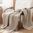 thumbnail image 2 of Exclusivo Mezcla 100% Cotton Throw Blanket, Lightweight Gauze Blankets for Sofa(50"x60", Khaki), 2 of 8