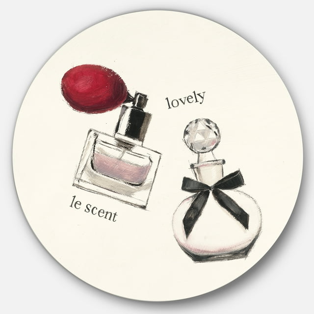 Designart 'Lovely Glamorous Parfum ' Glam Metal Circle Wall Art