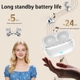 thumbnail image 5 of Open Ear Earbuds Clip on Wireless Bluetooth 5.4 Headphones with Mic,50H Play,ENC Call,Waterproof,Butterfly Decoration Jewelry,Comfortable for Small Ears&Glasses Wearers,Workouts (Purple), 5 of 7