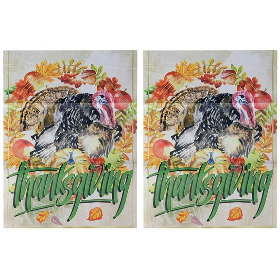 Thanksgiving (Turkey) 12.5"x18" Double Sided Polyester Sleeve Garden Flag